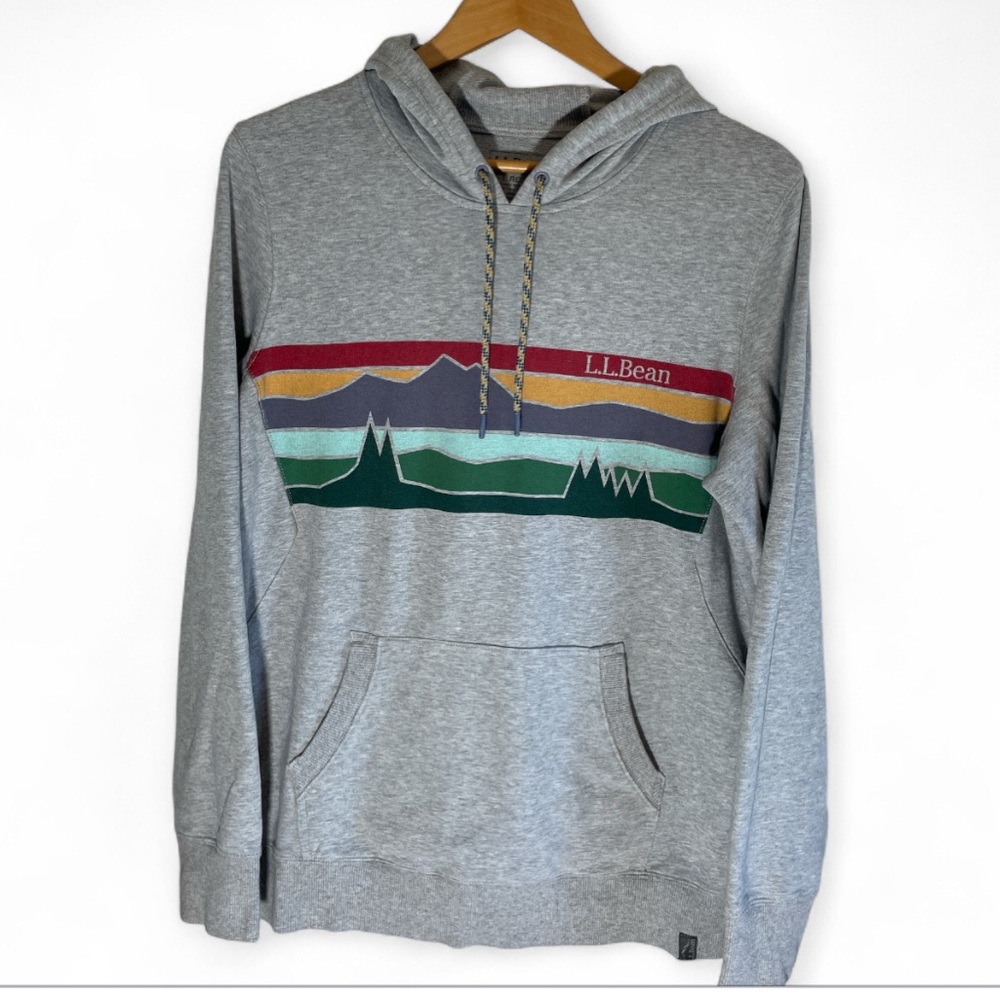 L.L. Bean Gray Hoodie with Multicolor Stripes